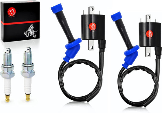 2x Ignition Coil Pack & Spark Plug Compatible with Yamaha V Star 650 XVS650 1998-2016 4VR-82320-00-00