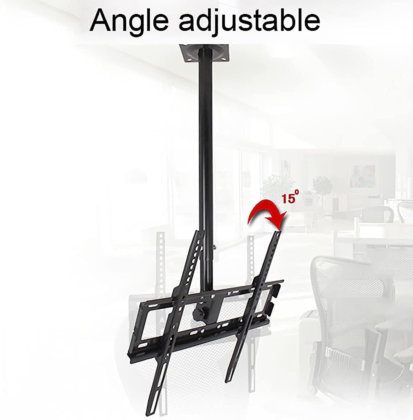 Ceiling TV Mount Adjustable for 32 55 Inch Flat Screens VESA Up to 400x400mm Supports Up to 50kg Black and White 0.52m Extension Perfect for Home Theater