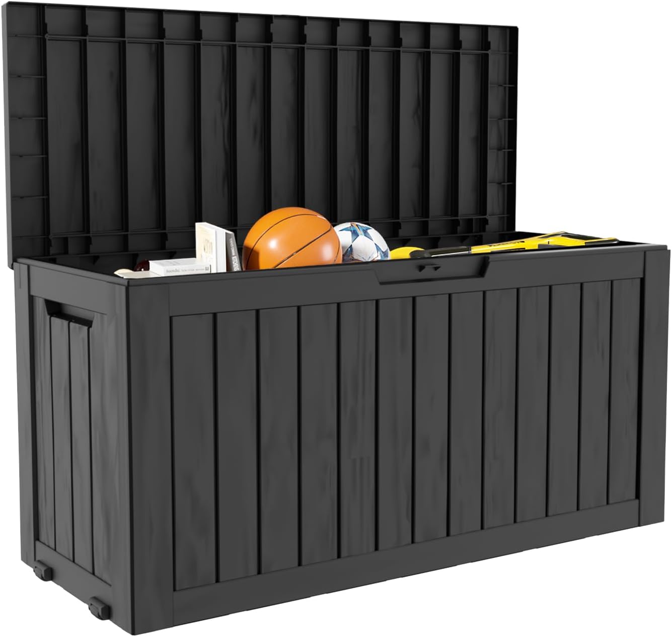 200 Gallon Outdoor Storage Box - Waterproof Patio Deck Box for Outside Deliveries, All-Weather Resin Bin with Lock for Cushions & Tools, UV-Resistant, Matte Black