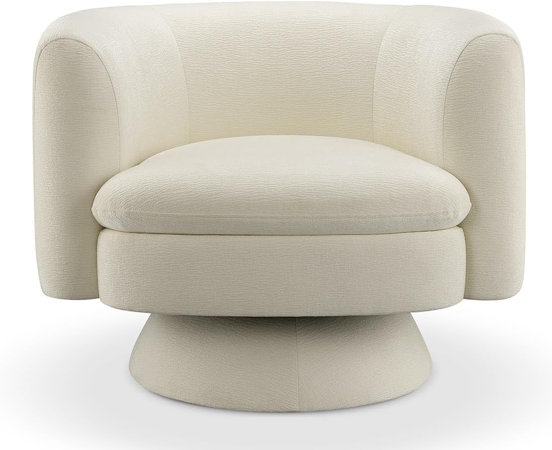 CHERS Swivel Accent Chair, Mid Century Modern Round Barrel Chairs, Upholstered Velvet Fabric Home Sofa Living Room with Solid Wood Base, Single Sofa Lounge Chair, Espresso