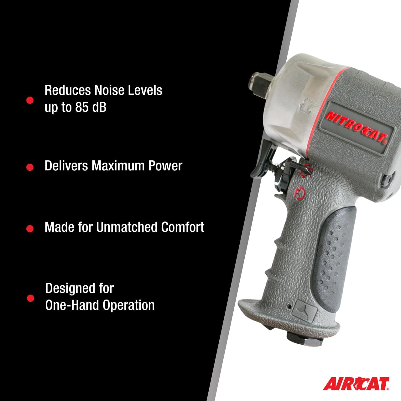 AIRCAT Pneumatic Tools 1076-XL 3/8-Inch NITROCAT Composite Compact Impact Wrench : Low Weight Power Impact Wrench : Tool for Automotive Improvement & Maintenance