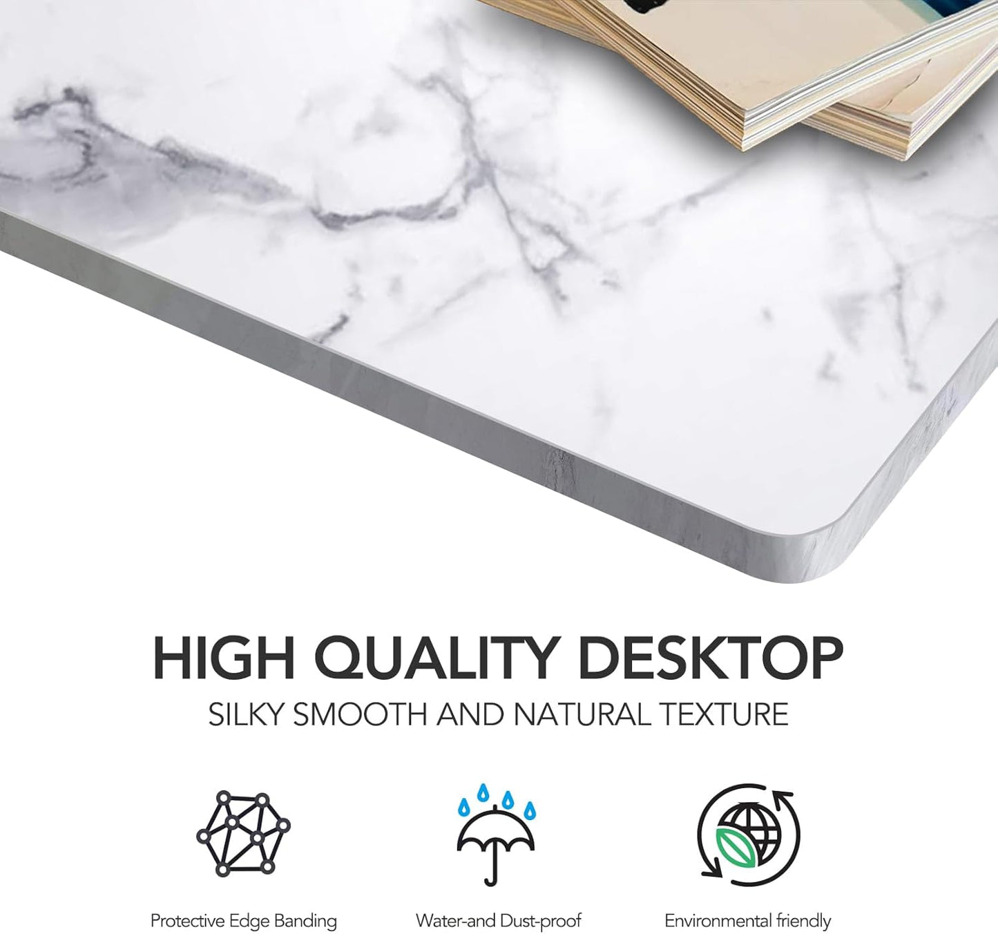 SANODESK Whole-Piece Particle Board Table Top for Standing Desk and Home Office Desk DIY, 48x24x1 Inch Marble Grey Desk Top