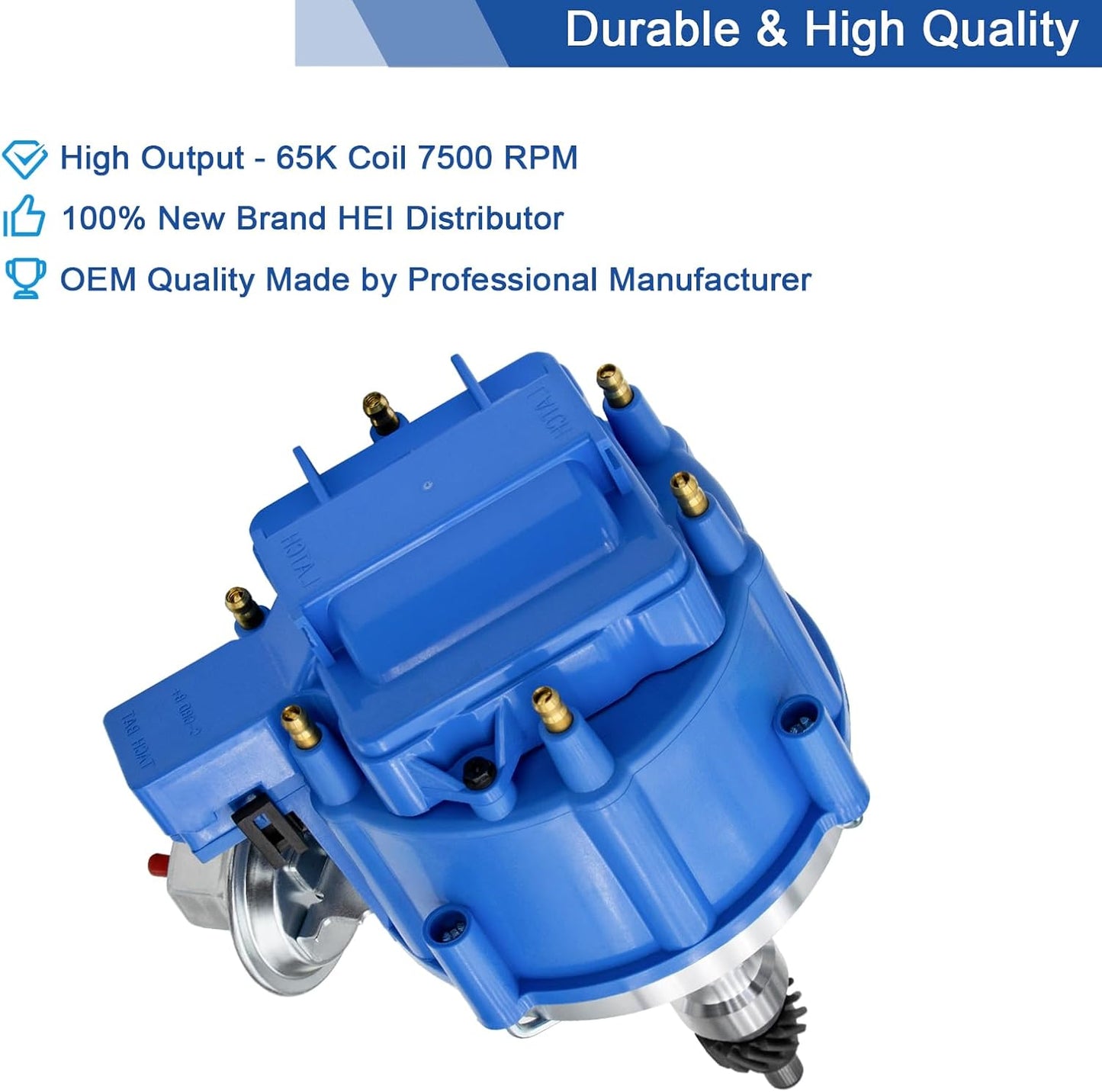 Complete HEI Ignition Distributor with 65K Coil One Wire Installation Straight 6 Cylinder 240 and 300 Compatible with Ford F100, F150, F250, E100, E150