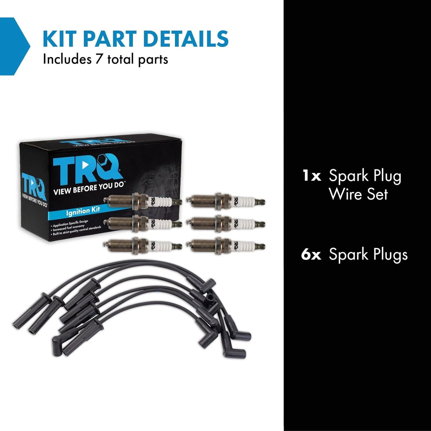 TRQ Ignition Kit Spark Plugs Wire Set Compatible with 1987-1990 Jeep Cherokee Comanche Wagoneer