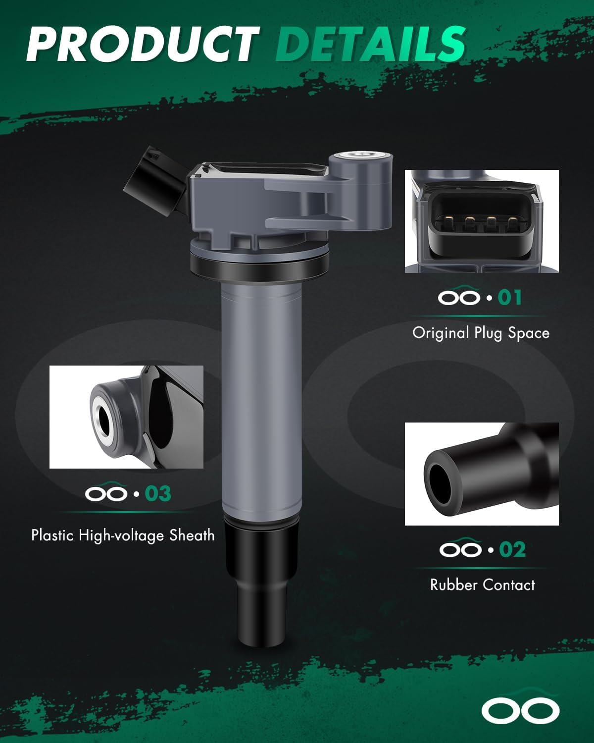 SCITOO Ignition Coils fit for Toyota Sienna 3.0L 2001-2003 for Toyota Highlander 3.0L 2001-2003 for Toyota Highlander 2.4L 2001-2003 UF267 CUF267 6pcs Ignition Coils