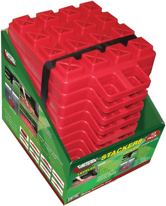 Valterra A10-0918 Stackers Multi-Use RV Leveling Pads (Pack of 10) , Red