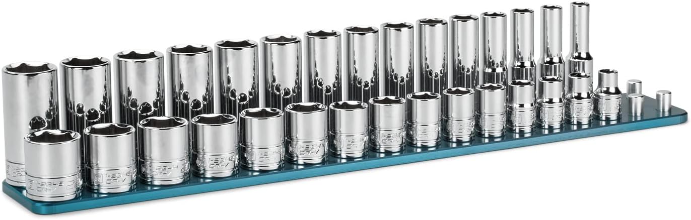 Capri Tools 3/8 in. Drive Shallow and Deep Chrome Socket Set, 6-Point, 8 to 22 mm, 30-Piece