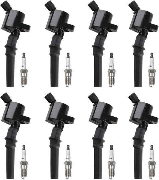 Set of 8 Ignition Coil DG508 & Spark Plug SP479 for Ford F150 F250 F350 E150 E250 E350 Expedition Mustang Lincoln Mercury Explorer 4.6L 5.4L,Replaces#DG491 FD503 DG457 DG472 1L2U12029AA C1454 C1417