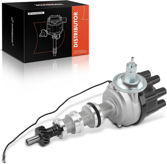 A-Premium Ignition Distributor with Cap and Rotor Compatible with Ford F-100, F-250, F-350, Mustang, Galaxie, LTD, Skyliner, M-400, Victoria & AC Shelby Cobra & Edsel Bermuda, Pacer, Roundup, Villager