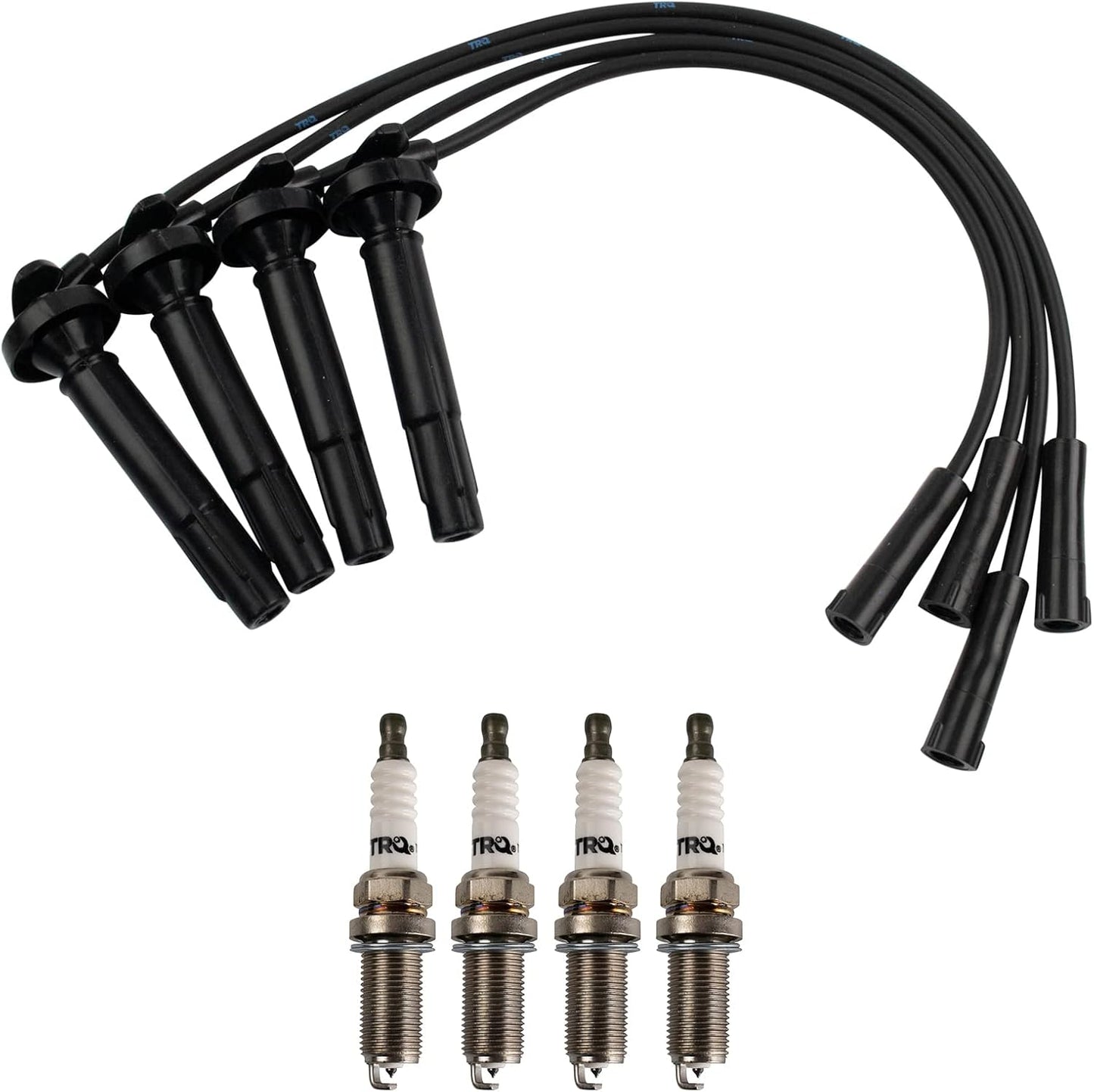 TRQ Ignition Kit Spark Plugs Wire Set Compatible with 2011-2019 Ford Fiesta
