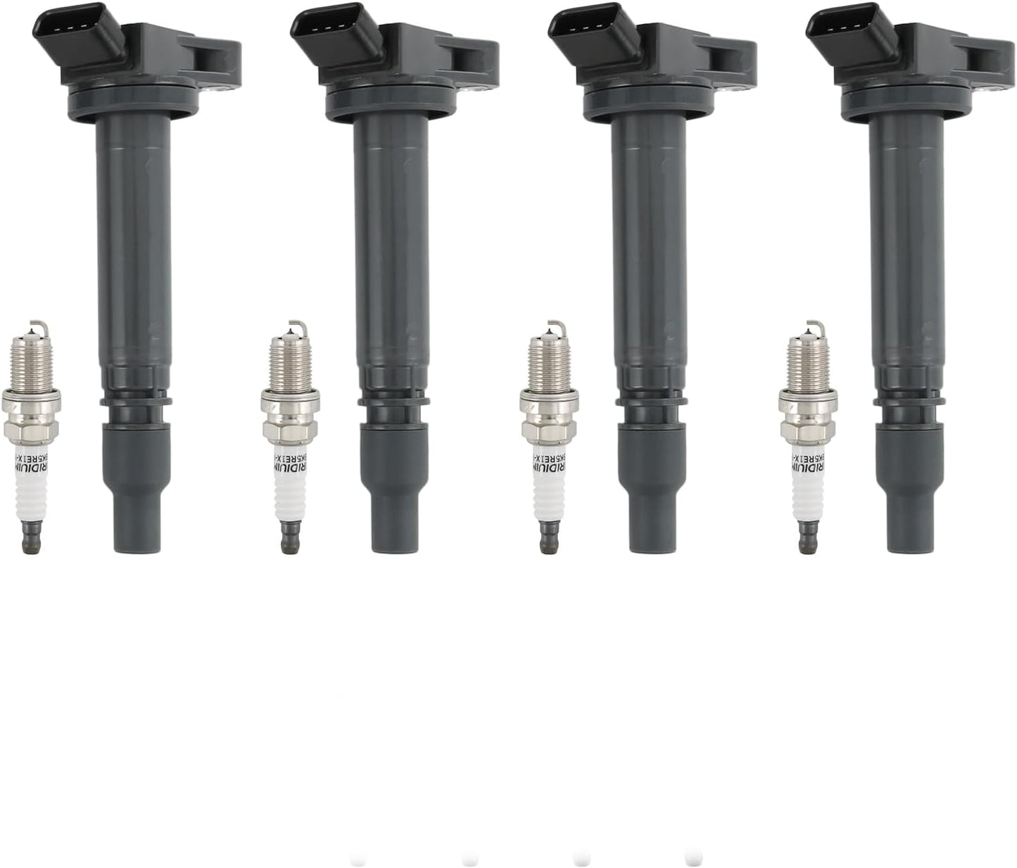 Set of 4 Ignition Coil Pack & Spark Plug Compatible with Lexus ES300H GX460 LS460 LS600H LX570 Toyota Avalon Camry RAV4 Highlander Sienna L4 2.7L Replace# UF507, C1596, 6731309, 50236, 5C1653