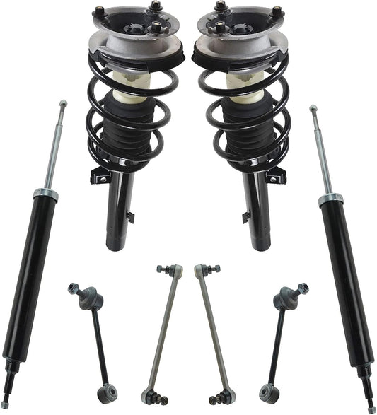 TRQ Front and Rear Suspension Kit Complete Strut & Coil Spring Assembly Shock Absorber Sway Bar Stabilizer Link Compatible with 06-13 BMW