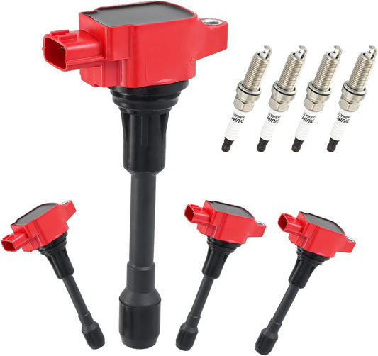 UF549 Ignition Coil Pack & Spark Plug 9029 set of 4 Compatible with 2007-2019 Altima Sentra Rogue Versa Cube NP300 QX70 2011-2017 Infiniti FX50 M56 QX60 Replace 1.6L 1.4L 1.8L 2.5L igc0002