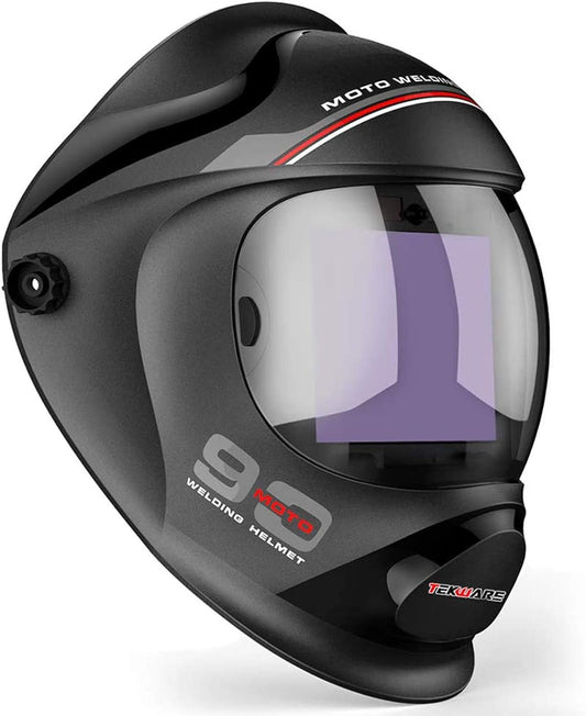 TEKWARE Ultra Large Viewing Screen True Color Solar Power Auto Darkening Welding Helmet, Hemispherical 4C lense, 4 Arc Sensor Wide Shade 4~5/9-9/13 for TIG MIG Arc Weld Grinding Welder Mask