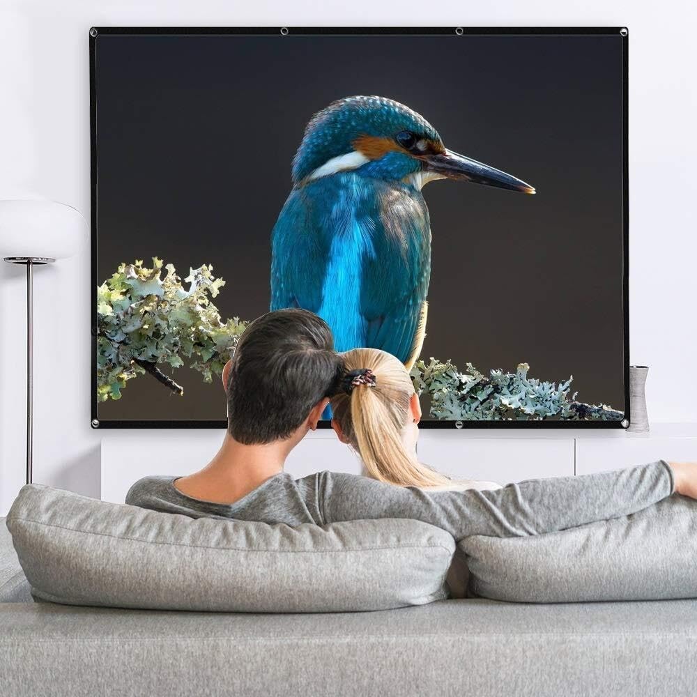120 Inch 4:3 Foldable Projector Screen White Portable Home Theater Wall Mounted for 3D LED LCD DLP Projectors