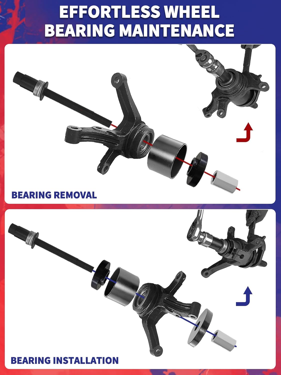 Wheel Bearing Removal Kit 19PCS Front Wheel Drive Bearing Removal Installation Service Tool