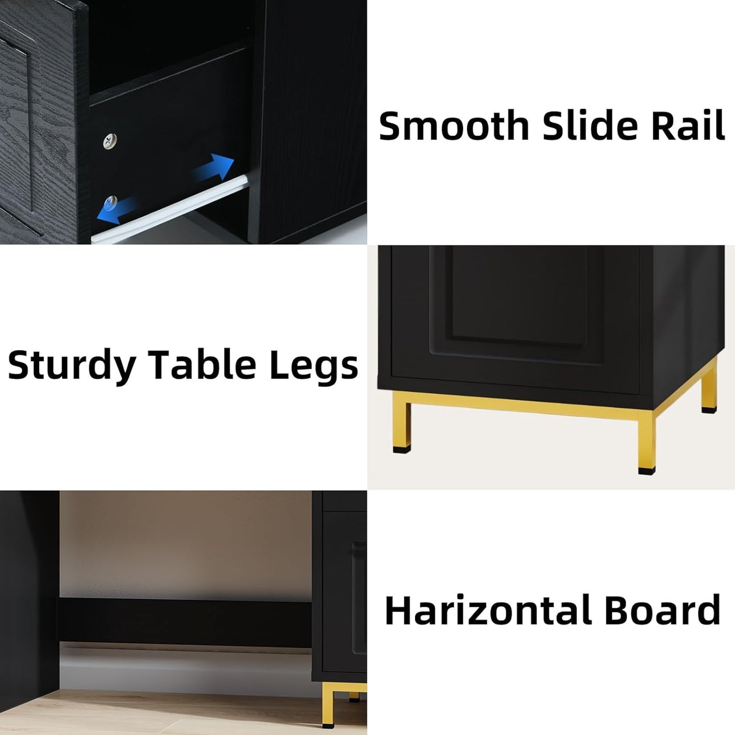 4 EVER WINNER Computer Desk with Drawers, 43 Inch Small Desk with Storage Shelves, Home Office Desk with Drawers for Small Space, Black