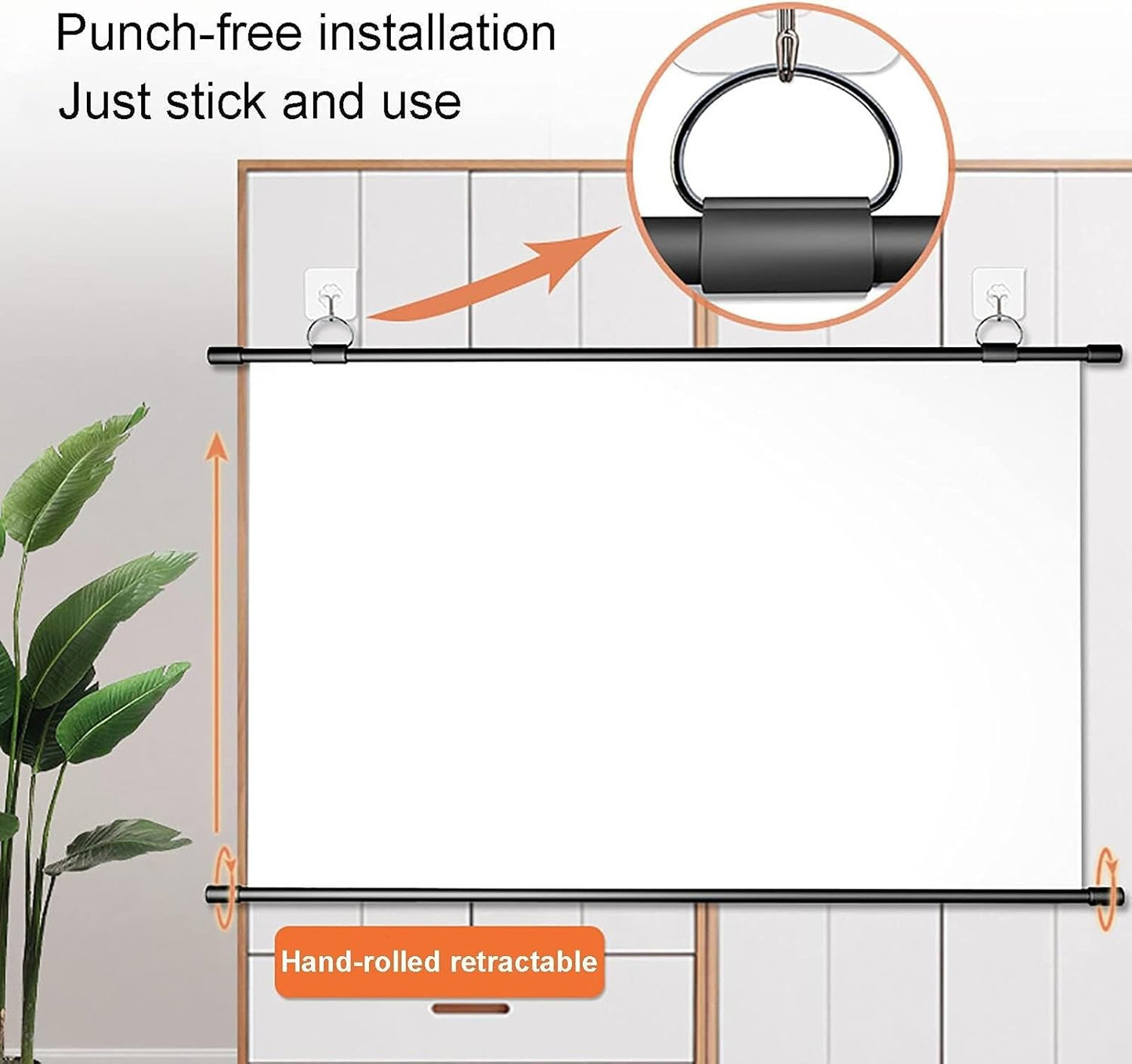 Wall-Mounted Portable Projection Screen, HD Manual Roll-Up for Movies, Conferences, Home Theater(100inch 4:3)
