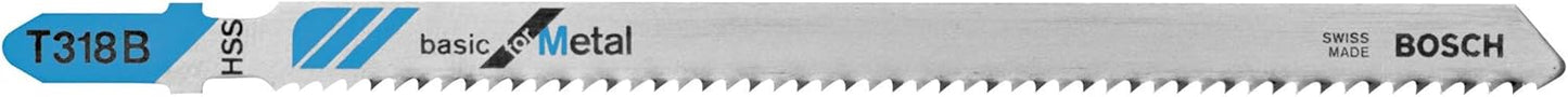Bosch T318A100 100-Piece 5-1/4 In. 24 TPI Basic for Metal T-Shank Jig Saw Blades