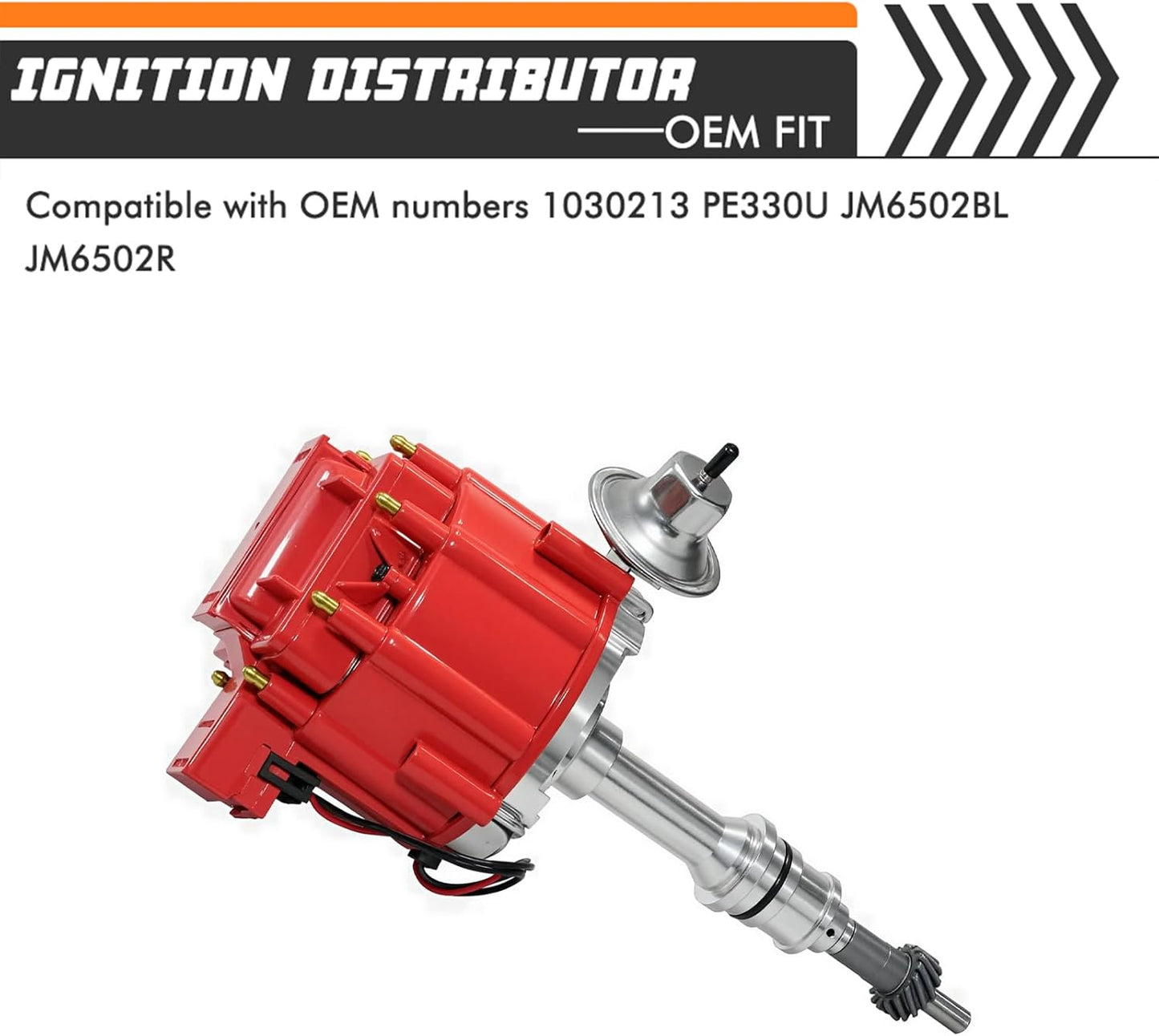 Complete Ignition Distributor Replacement For SBF Small Block Ford 260 289 302 5.0 Ignition HEI Distributor with 65K Volt Coil 1030213 PE330U Red Cap