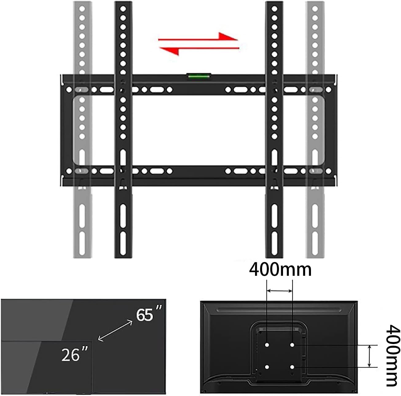 Universal TV Wall Mount Bracket - Low Profile Design for Flat Screen TVs, Supports Up to 110 Lbs, Perfect for Home Theater Setup
