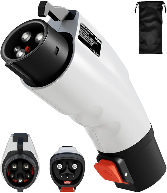 Wigoo Tesla to J1772 Charging Adapter [Fit for All J1772 EVs] Max 60A 250V, Adaptive Charging Power - Compatible with Tesla Gen 1 2 3 Wall/Destination/Mobile Chargers - Black White