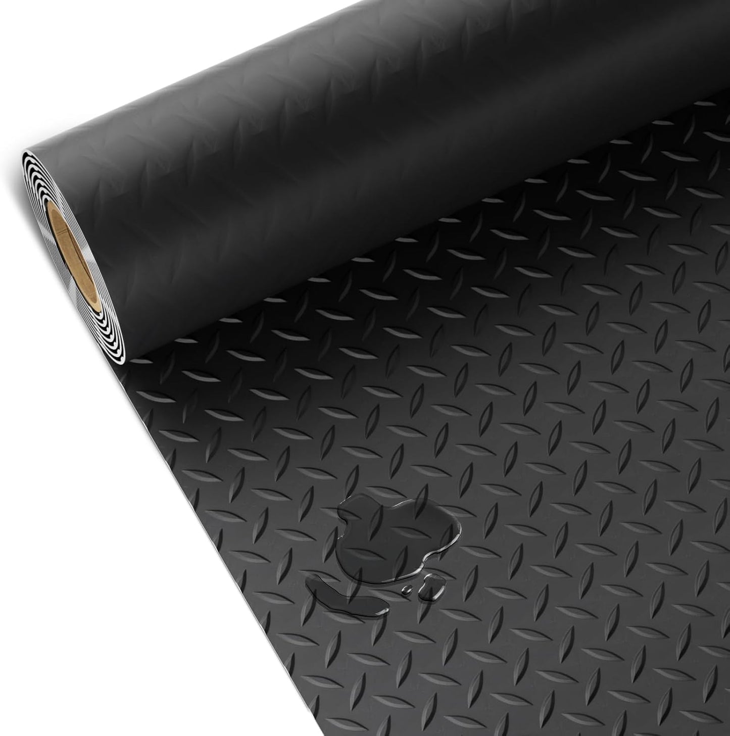 TRIPOWER Heavy Duty Garage Floor Mats - 7.5 x 20 FT, Diamond Plate, Anti-Slip and Waterproof PVC Garage Flooring Roll for Under Car, Trailer, Porch, Grey