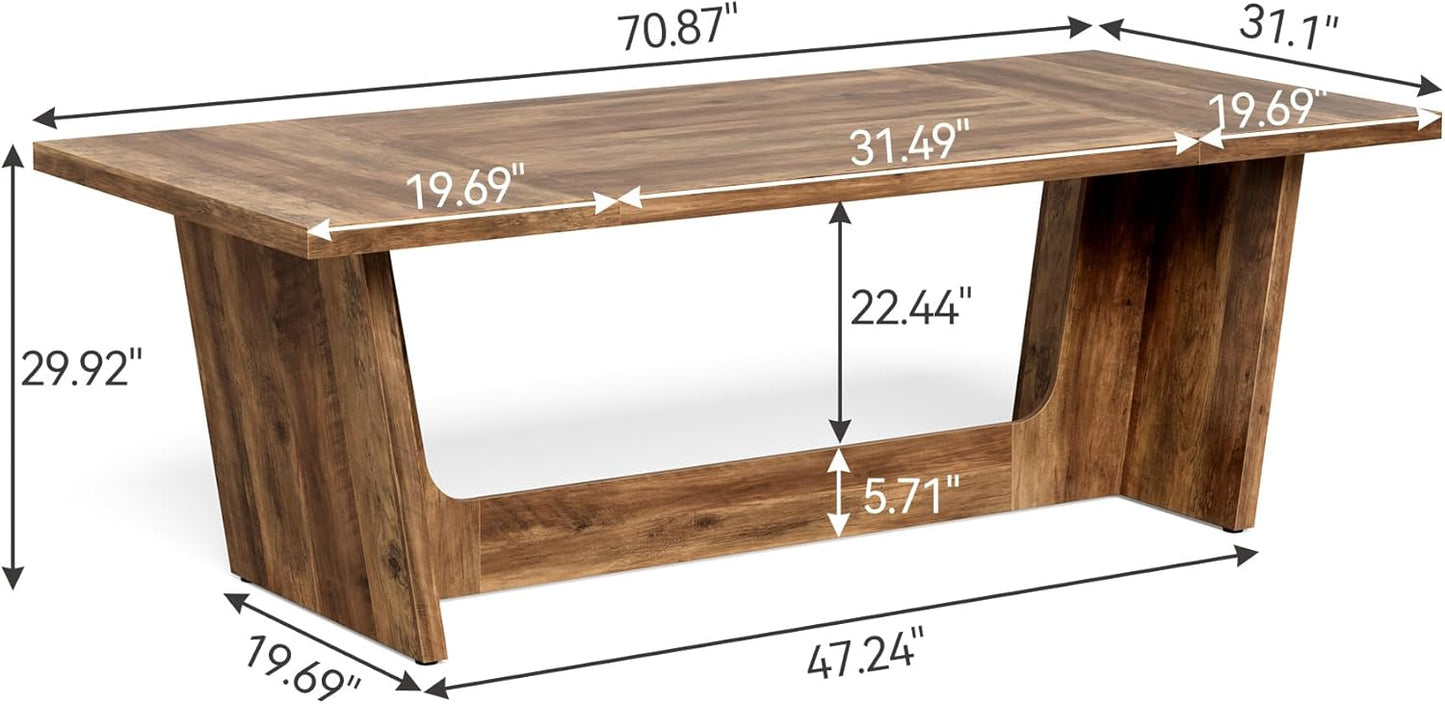 1Easylife 70.87 Inches Long Executive Desk, Brown Wooden Computer Desk, Industrial Simple Study Writing Table, Large Workstation Business Furniture for Home Office