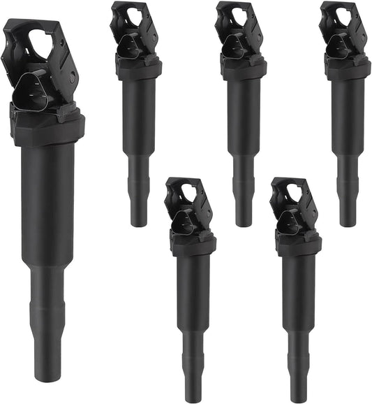 Automotive Replacement Ignition Coil Packs - Compatible with BMW Vehicles - 128i 328i 535i 550i 750i X5 X6 M5 M6 Z4 L6 and more (6 Piece)