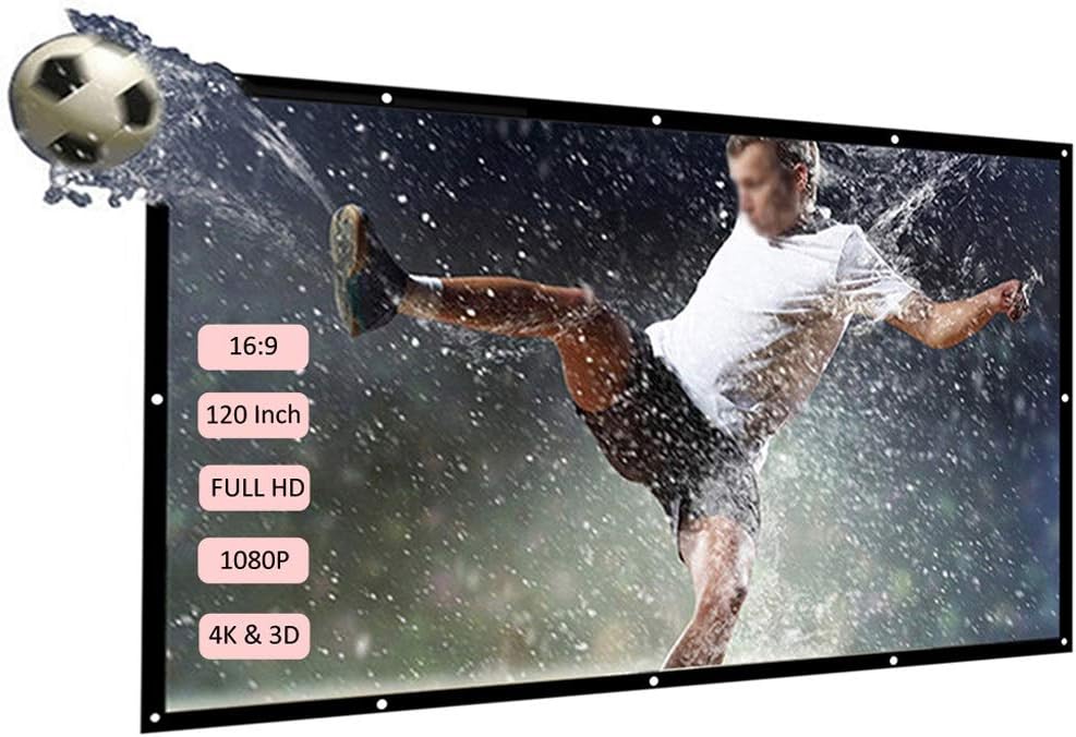 120'' Foldable Projector Screen 16:9 Video Projection Screen Wall Mounted Projector Screen for Outdoor House Theater