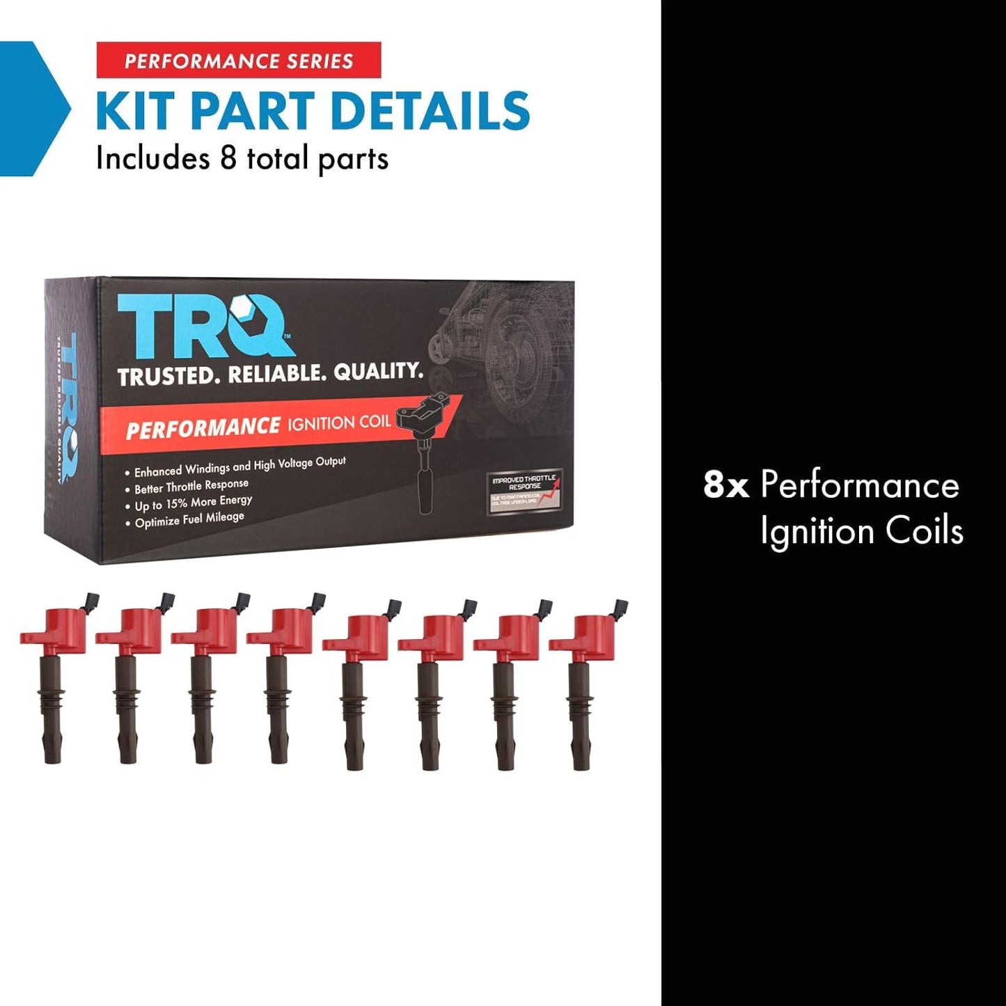 TRQ Ignition Coil Set Compatible with 08-14 Ford Lincoln 08-10 Mercury