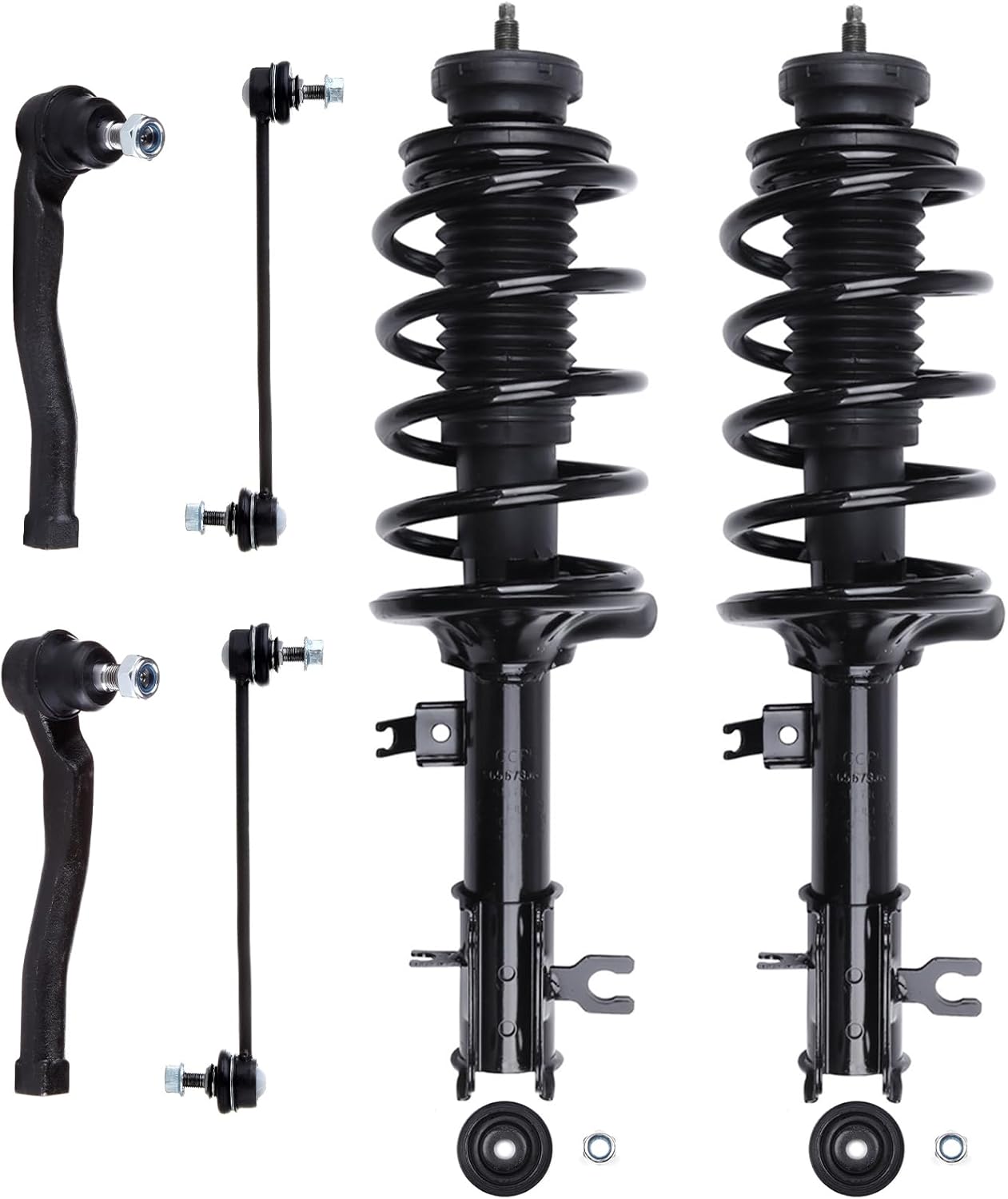 SCITOO Struts Shock suspension kit for Chevrolet Aveo 2004-2011,for Chevrolet Aveo5 2006-2011,for Pontiac G3 2009,Complete Struts Assembly Stabilizer Bar Link Kit Tie Rod End 6 Pcs