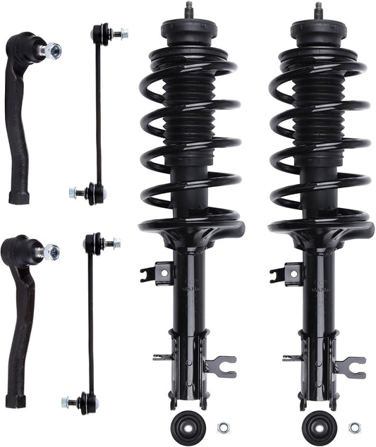 SCITOO Struts Shock suspension kit for Chevrolet Aveo 2004-2011,for Chevrolet Aveo5 2006-2011,for Pontiac G3 2009,Complete Struts Assembly Stabilizer Bar Link Kit Tie Rod End 6 Pcs