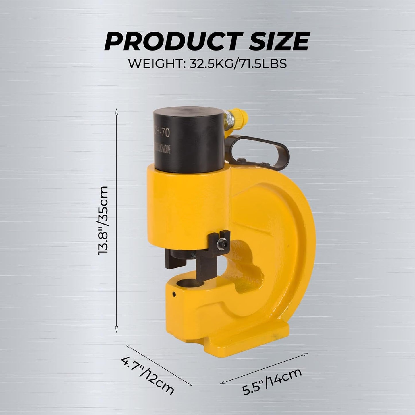 35T CH-70 Hydraulic Hole Punching Tool Hole Digger Force Puncher, 3/8",1/2",5/8",3/4" Pumcher Apertures, Smooth Hole Puncher Hole Digger for Iron Plate Copper Bar Aluminum Stainless Steel