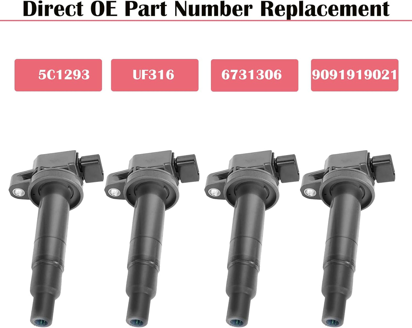 Set of 4 Coil Pack and Spark Plugs 1.5L L4 Toyota Prius Echo Yaris Scion XA XB 2001 2002 2003 2004 2005 2006 2007 2008 2009 Ignition Coil & Spark Plugs Combo Replaces# UF316