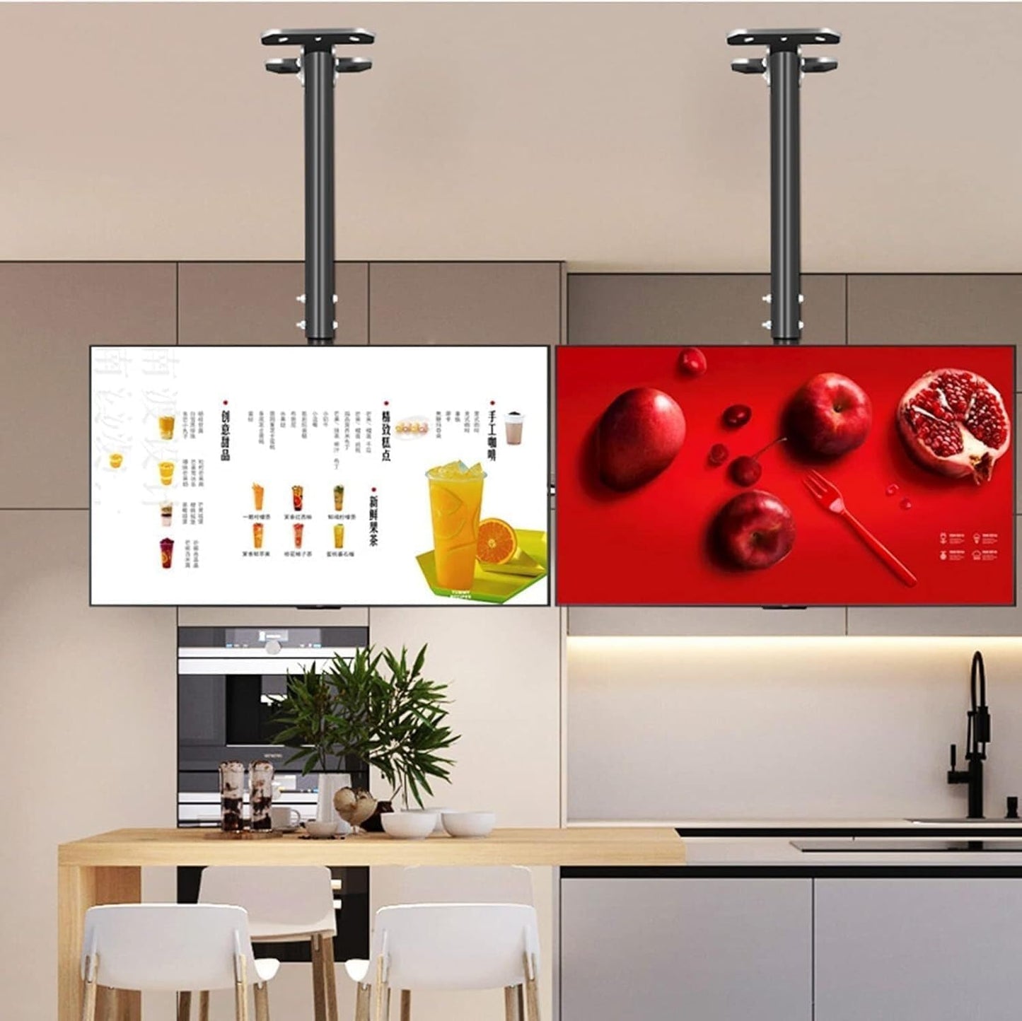 Ceiling & Wall Mount TV Bracket, Adjustable Telescopic TV Stand for 37-85 Inch LCD, 360° Swivel, Max 80kg Load, Steel Construction
