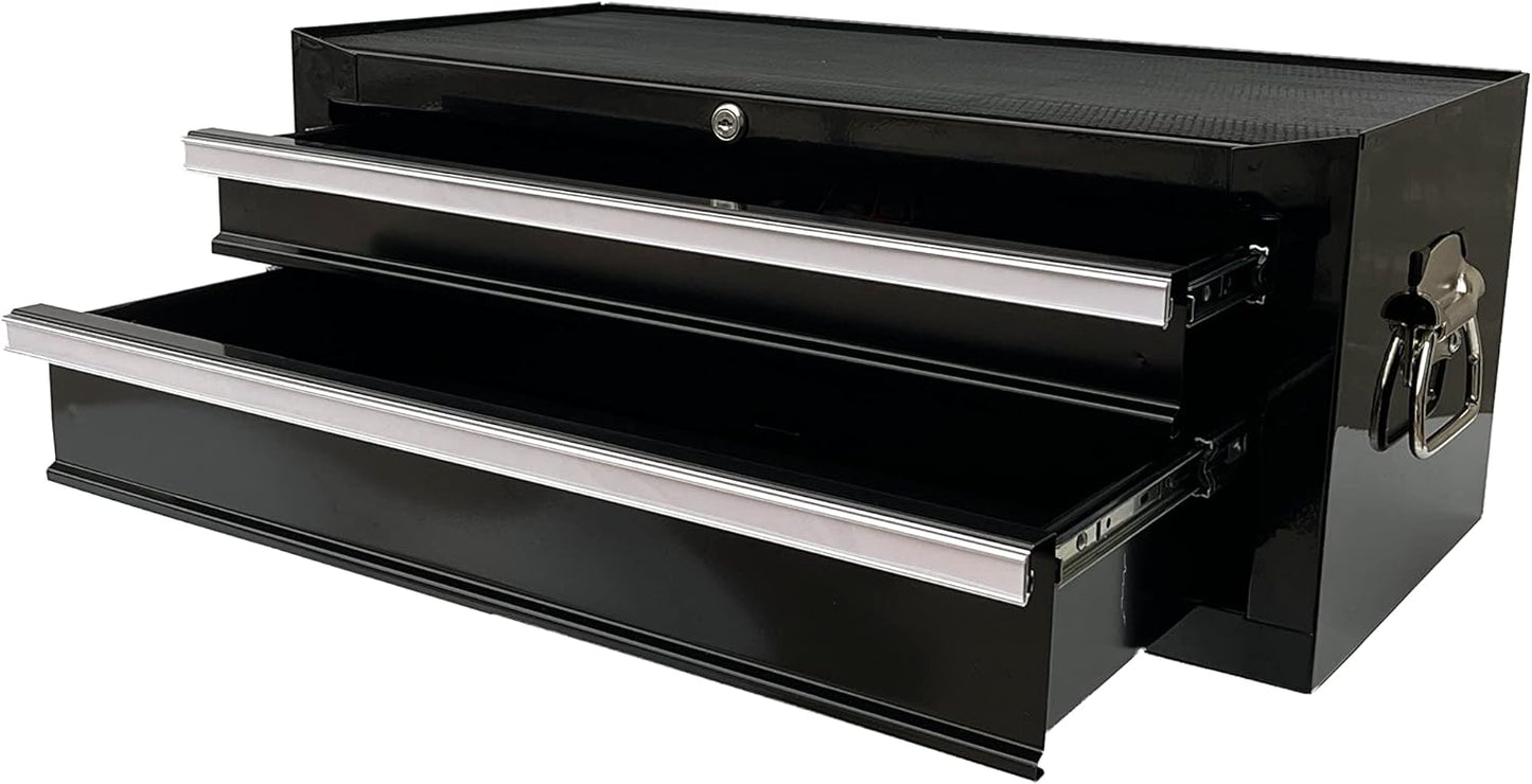 Workington Industrial 2 Drawers Portable Metal Intermediate Box, 26" Middle Tool Chest Cabinet with Ball Bearing Drawer Slides, Steel Tool Storage Box Organizer 4008 Black