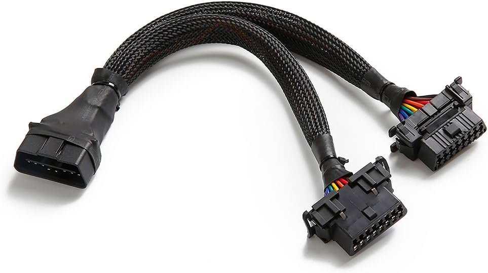 bbfly-B6 OBD II OBD2 16 Pin Splitter Extension 1x Male and 2X Female Extension Cable Adapter (1FT/30CM) (5 Pack)