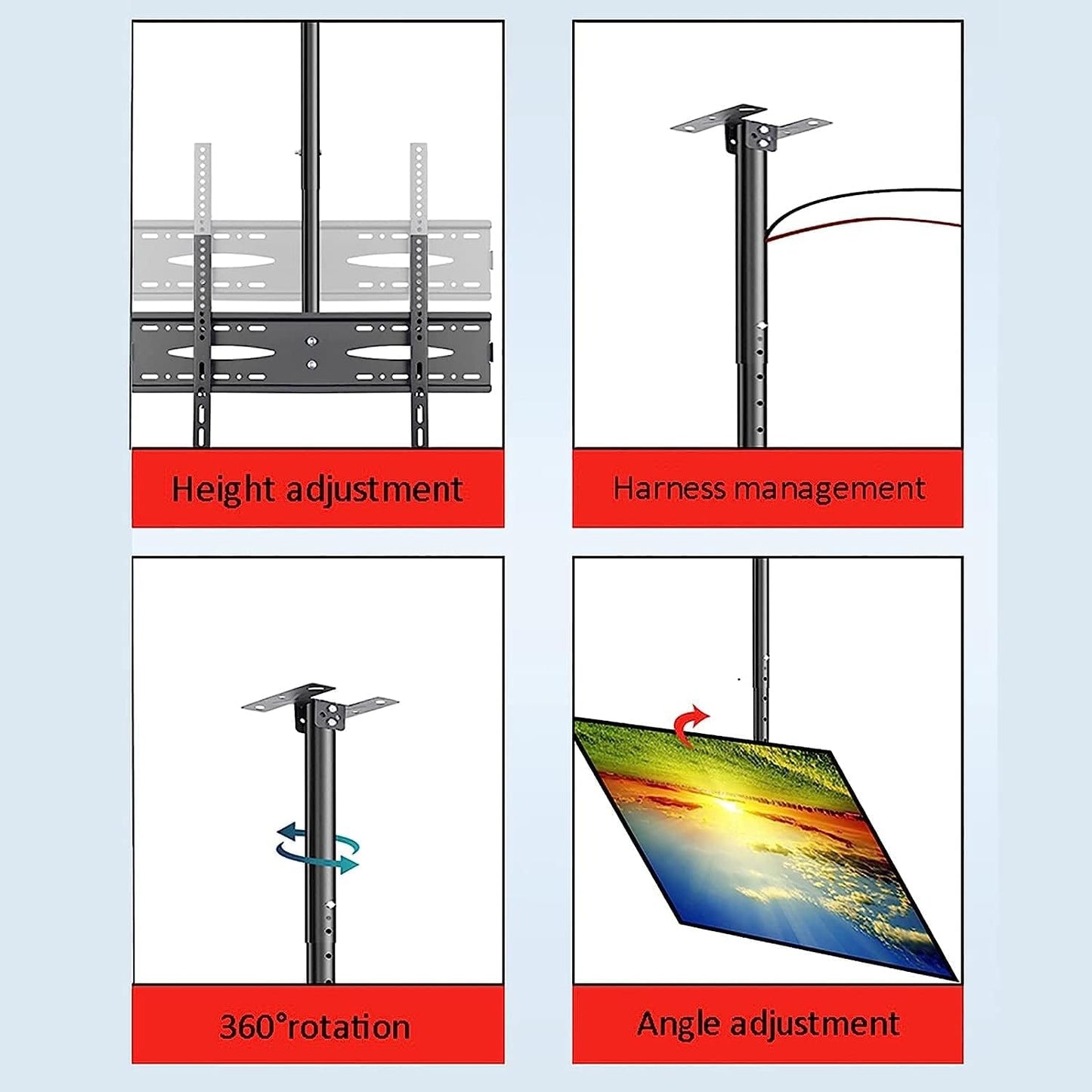 Ceiling TV Mount for 40 65 Inch LED Screens Adjustable 35° Swivel Tilt Down Supports Up to 110 lbs Heavy Duty Rotating TV Bracket for Home Theater.