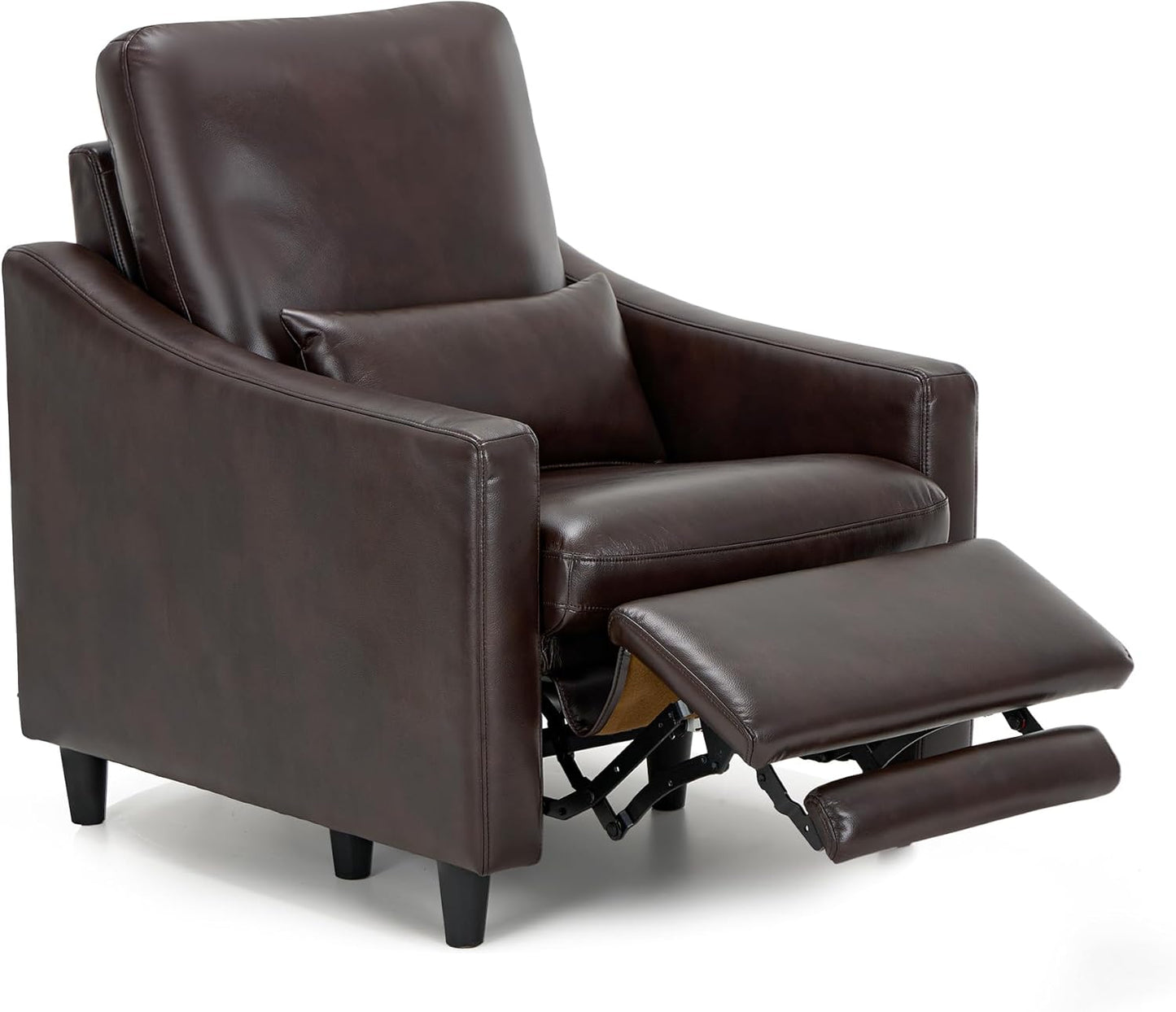 COLAMY Pushback Electric Recliner Chair, Premium Leather Upholstery with Adjustable Angles, Extra Lumbar Pillow, Built-in Charging Port, Business-Casual Style for Living Room,Grey