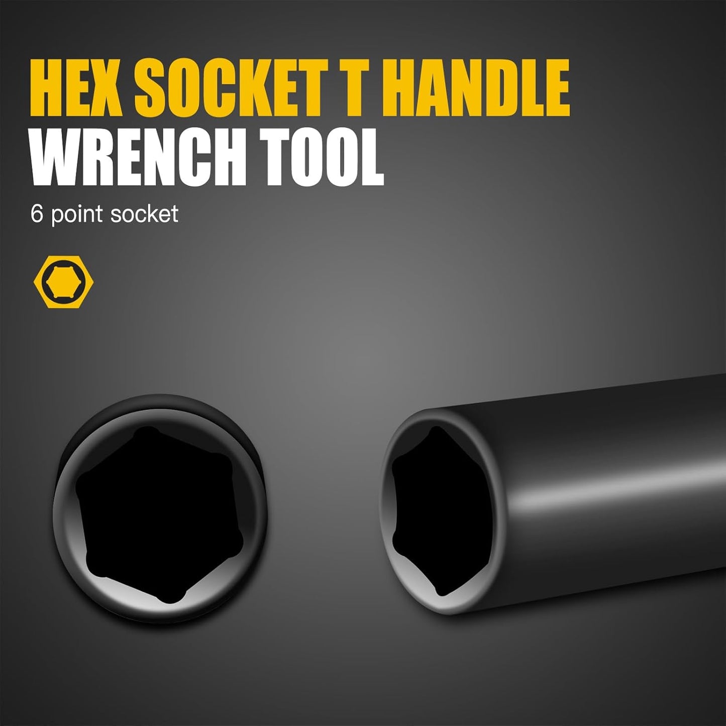 T-Handle Socket Wrench Set, 11PCS Metric Handle Wrenches - 6, 7, 8, 9, 10, 11, 12, 13, 15, 17, 19mm, 6-Point Hex Socket Lug Wrench for Motorcycle Car Bicycle Repair, Chrome Vanadium Steel
