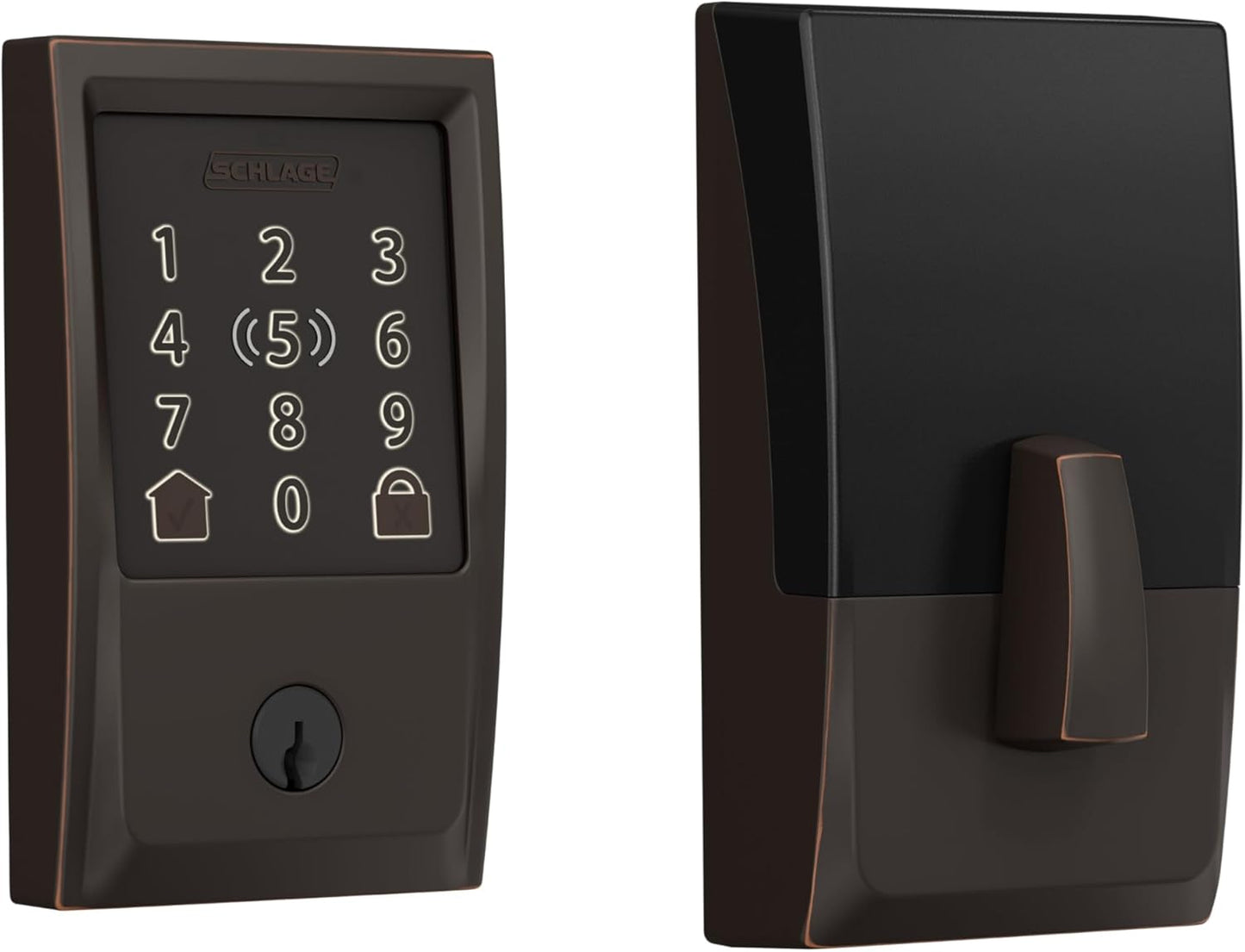 Schlage Encode Plus Smart Wi-Fi Lock for Front Door, Keyless Entry Deadbolt, Unlock with Apple Watch, Built-in WiFi and App Control, Easy Install, Alexa & Apple HomeKit Compatible, Matte Black