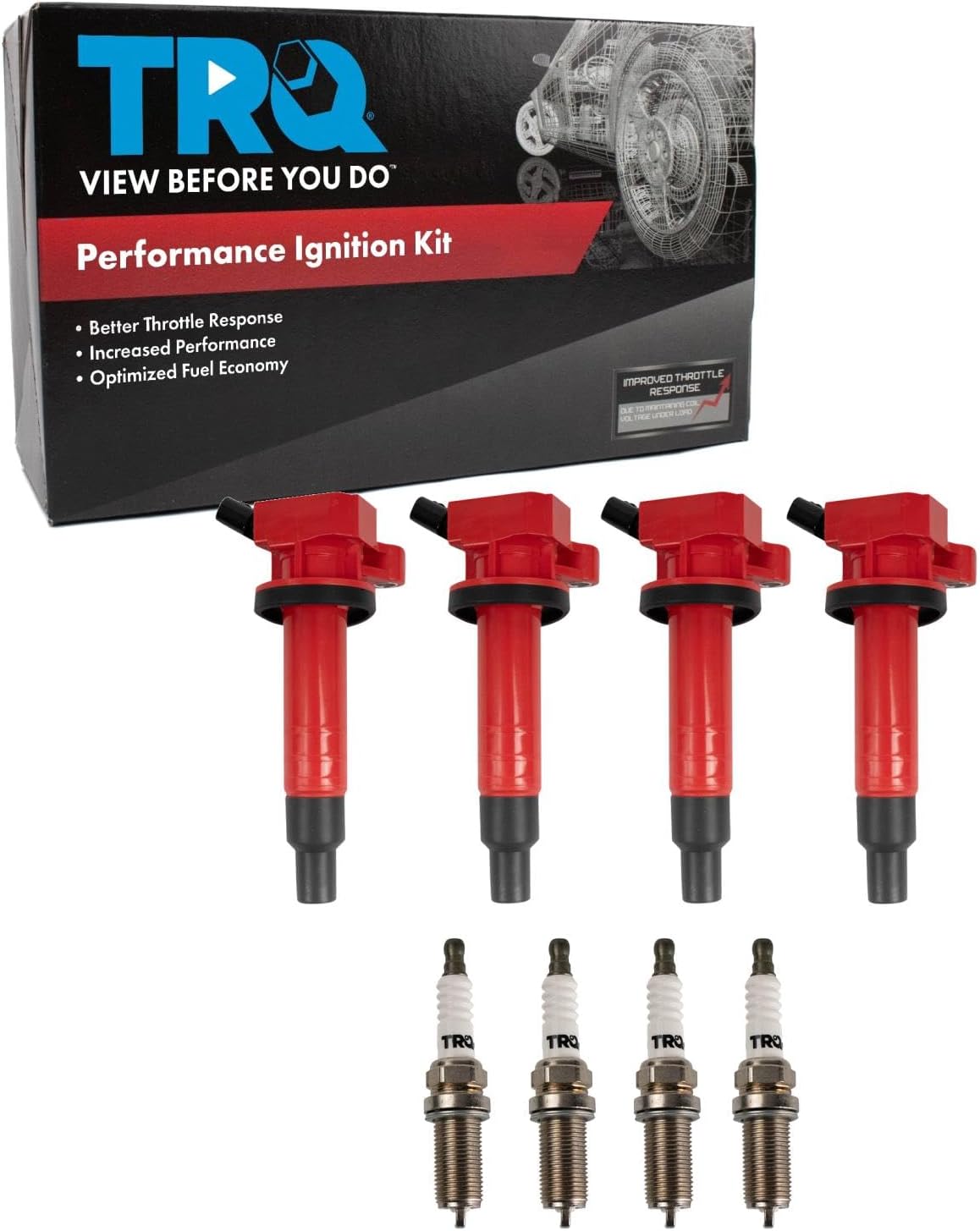 TRQ Ignition Kit Ignition Coil Spark Plugs Compatible with 92-01 Ford 91-97 Lincoln Mercury