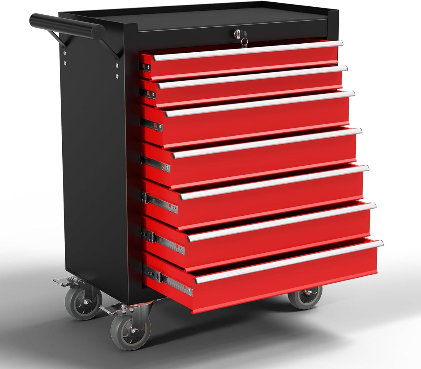 7-Drawer Metal Rolling Tool Chest with Wheels,Tool Storage Cabinet with Locking System，Toolbox with Wheels for Garage,Workshop, Repair Shop(Black, 7-Drawer)