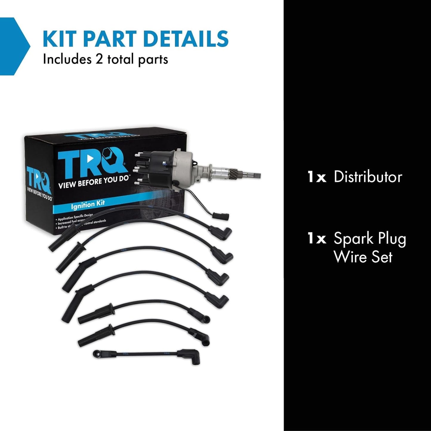 TRQ Ignition Kit Distributor Spark Plugs Wire Set Compatible with 1994-1997 Jeep Cherokee Grand Cherokee Wrangler