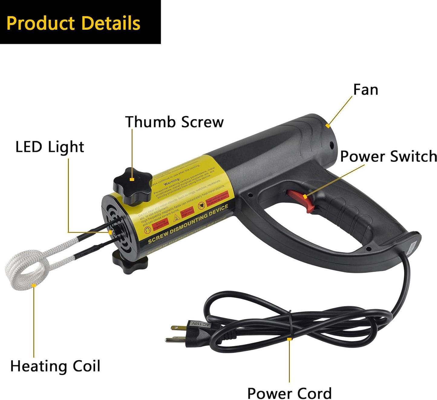 1500W Induction Heater Bolt Removal Tool, Induction Heater Kit Handheld Flameless Heating Tool with 4 Coils, Fast Heating Induction Bolt Heater Automotive Disassembly Repair Set