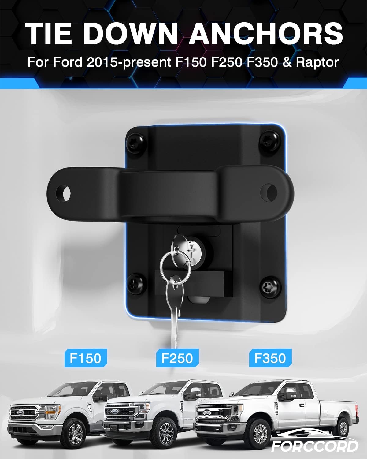 Tie Down Anchors Fit for Ford F150 F250 F350 & Raptor 2026 2025-2015 (Include Lightning) Truck Trailer Tie Down Anchors Car Accessories Replace# FL3Z-99000A64-B Bed Tie Downs for Truck-4 Pack
