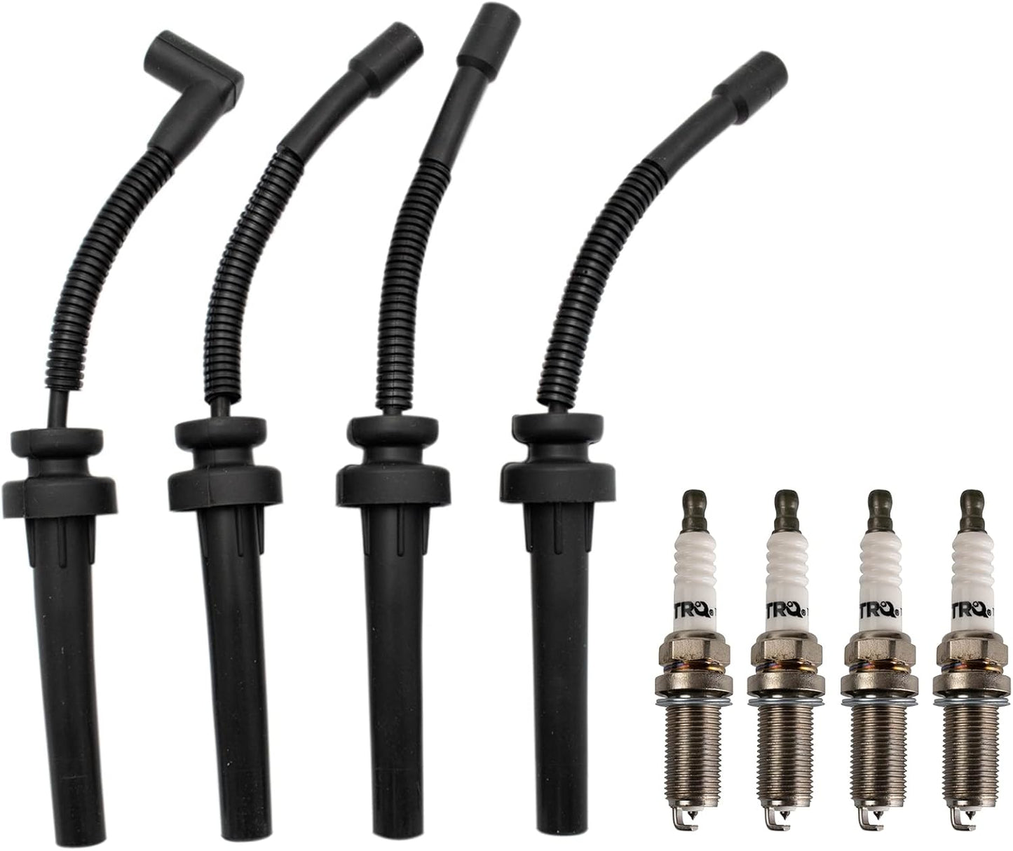 TRQ Ignition Kit Spark Plugs Wire Set Compatible with 2011-2019 Ford Fiesta