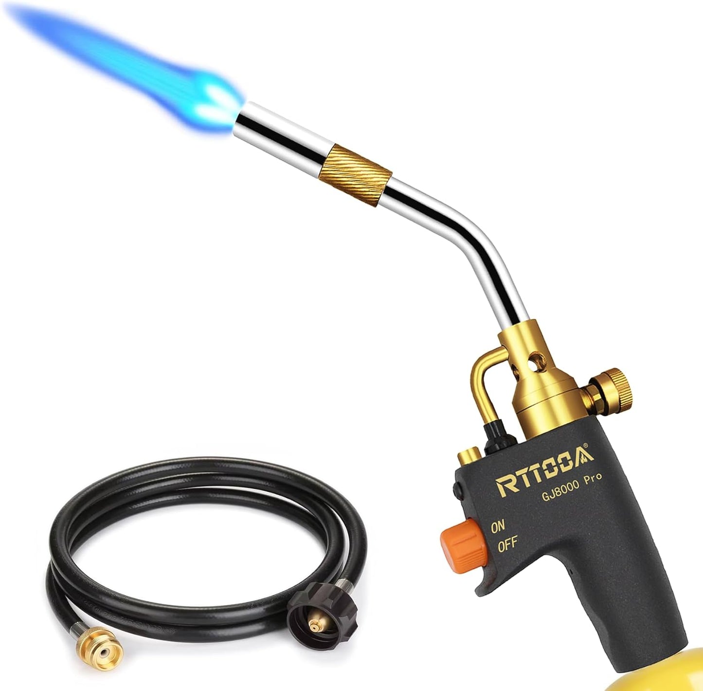 2 Packs High Intensity Propane Torch Head Adjustable, GJ-8000 Trigger Start Map/Mapp Gas Torch Kit with Self Ignition,Pencil Flame Welding Torch Fuel by MAPP, MAP/PRO（CSA Certified)