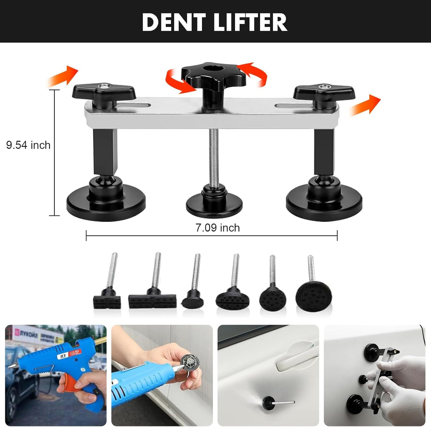 119Pcs Dent Puller Kit,Car Dent Puller,Dent Removal Kit,Paintless Dent Removal Kit,Car Dent Repair Kit,Dent Removal Kit,Paintless Dent Removal Kit with T-Bar, Bridge Puller, Lifter, Dent Puller